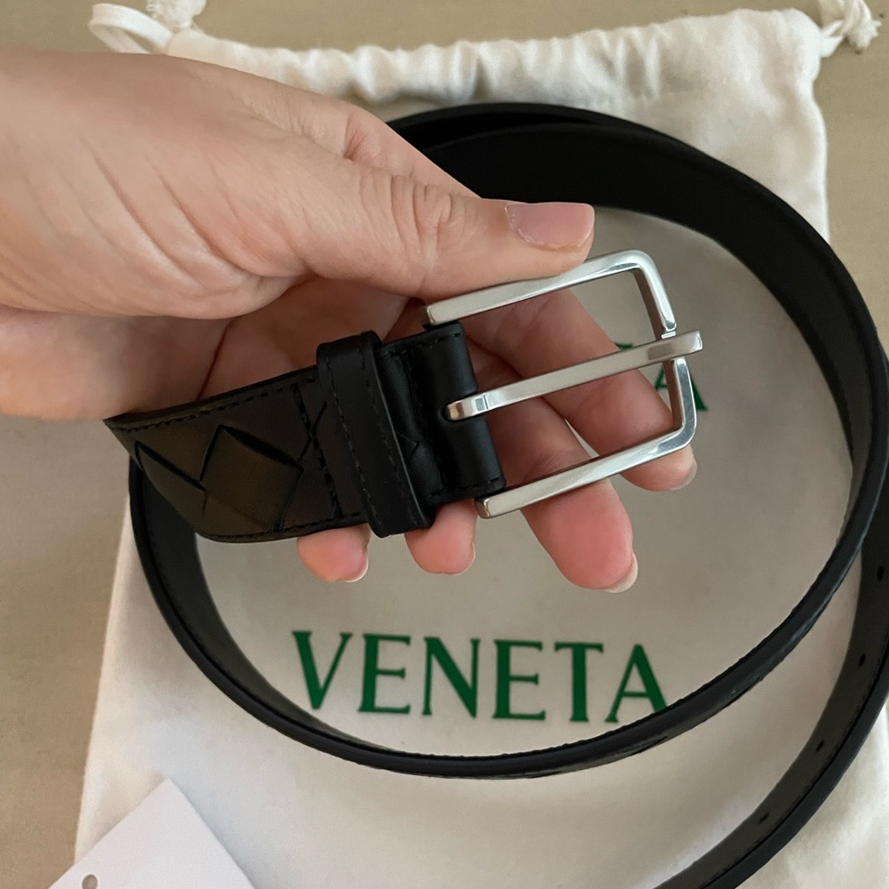 Bottega Veneta mens 3cm Intrecciato Leather Belt